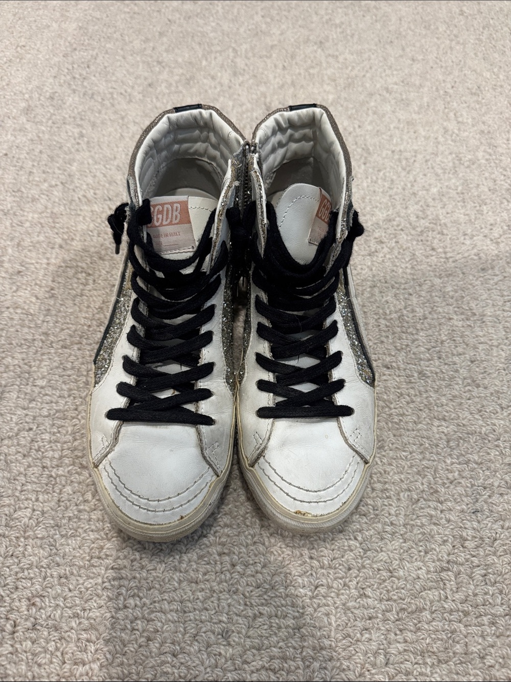 Golden goose high top glitter and gold